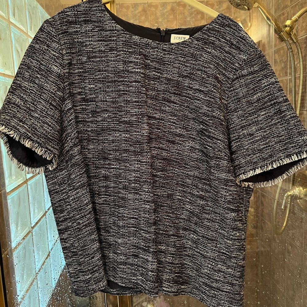 J Crew navy tweed shirt